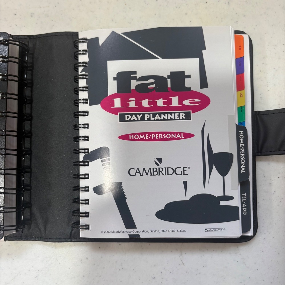NEW Mead Cambridge Fat Little Day Planner Undated Organizer Black Vintage 2001 - Picture 7 of 15